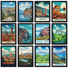 Listing image for Vintage Travel Holiday Poster Italy Retro City Print Decor Wall Art A5 A4 A3