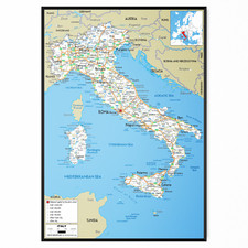 Listing image for Map of Italy Poster Physical Geography Print Educational Travel Wall Map Decor