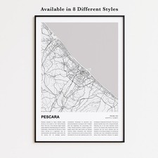 Listing image for Pescara City Map Print, Italy Travel Poster, Modern Map, Wall Decor Art