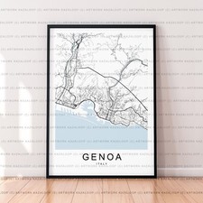 Listing image for Genoa Map Poster Print Unframed Genoa Italy Wall Art Coastal Street Layout Decor