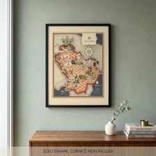 Listing image for Illustrated Map Basilicata 1939 De Agostini Lucania Pictorial Paper Poster