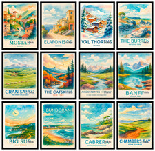 Listing image for World Cities Travel Poster Print | Famous Skyline Wall Art for Home Decoration