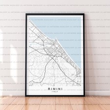 Listing image for Rimini Italy Map Poster Print Rimini Italy Unframed Wall Art Coastal Travel Map
