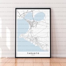 Listing image for Taranto Map Poster Print Unframed Taranto Map Print Italy Wall Art Coastal Decor