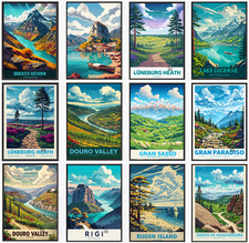 Listing image for Vintage Travel Poster City Retro Fantasy Cityscape Pub Wall Art Décor A5 A4 A3