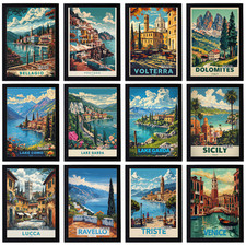 Listing image for Vintage Travel Holiday Poster Retro City Italy Print Decor Wall Art A5 A4 A3