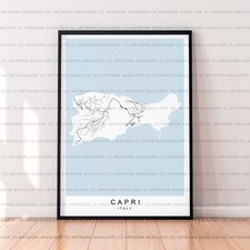 Listing image for Capri Map Poster Print Italy Coastal Map Print Capri Unframed Poster Wall Decor