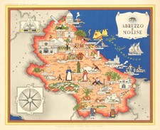 Listing image for Abruzzo e Molise pictorial map by Vsevolode Nicouline. Italgeo/Agostini c1950